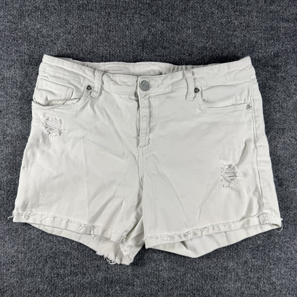 KUT from the Kloth Women's Shorts Size 14 White Denim Frayed Hem Cotton Blend